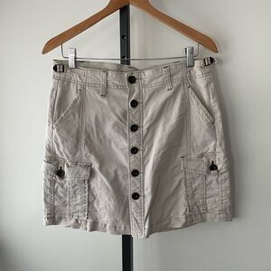 JAG Jeans Boardwalk Button Front Cargo Utility Mini Skirt Bay Twill Khaki Tan
